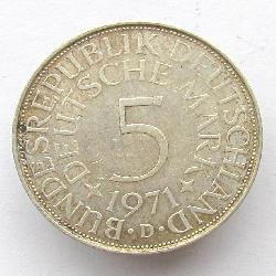 ФРГ 5 марок 1971 D