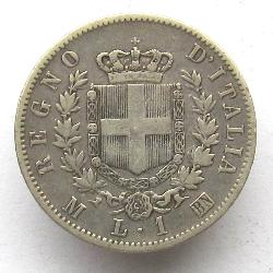 Italy 1 lira 1863 M BN