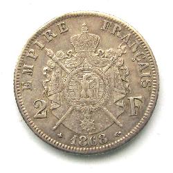 Франция 2 франка 1868 А