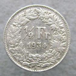 Швейцария 1/2 франка 1934 B