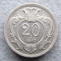 Rakousko-Uhersko 20 heller 1907