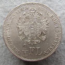 Austria Hungary 1/4 Forint 1859 B