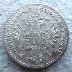 Rakousko-Uhersko 10 kreuzer 1869