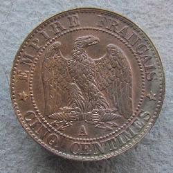 Francie 5 centimy 1855 A