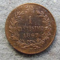 Italy 1 centesimo 1867 M