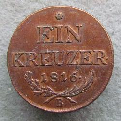 Austria Hungary 1 kreuzer 1816 B