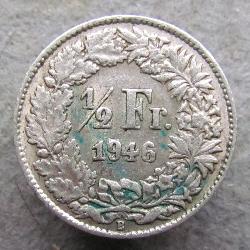 Švýcarsko 1/2 frank 1946 B