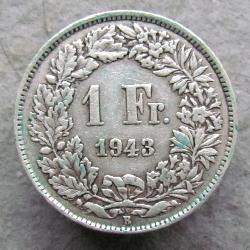 Швейцария 1 франк 1943 B