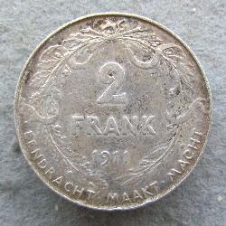 Belgie 2 frank 1911