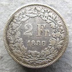 Švýcarsko 2 Fr 1886 B