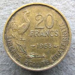 Francie 20 franků 1953