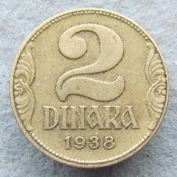 Jugoslávie 2 dinárů 1938