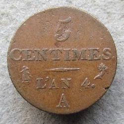 Francie 5 centimy 1795 A
