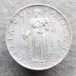 Vatican 5 lire 1952