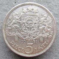 Latvia 5 Lat 1931