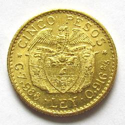 Kolumbien 5 Pesos 1924