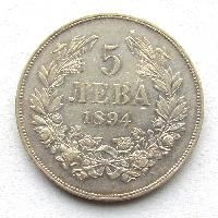 Bulharsko 5 lev 1894