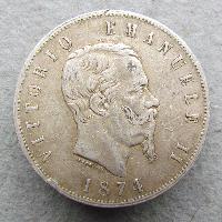 Италия 5 лир 1874 M BN