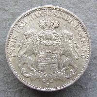 Hamburg 3 Mark 1909 J