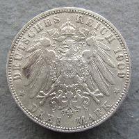 Hamburg 3 mark 1909 J