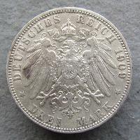 Hamburg 3 Mark 1909 J