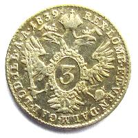 Rakousko-Uhersko 3 kreuzer 1839 A