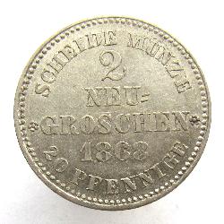 Sachsen 2 neue Groschen 1868 B