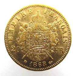 Frankreich 20 Frank 1868 BB