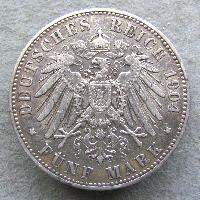 Пруссия 5 марок 1904 A