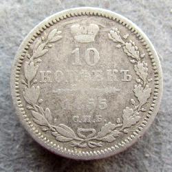 Russland 10 Kopeken 1855 SPB-HI