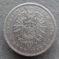 Württemberg 5 Mark 1876 F