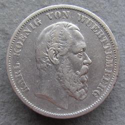 Württemberg 5 Mark 1876 F