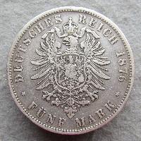 Вюртемберг 5 Марк 1876 F