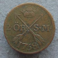 Sweden 2 ore 1758 SM