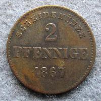 Saxe-Meiningen 2 pfennig 1867