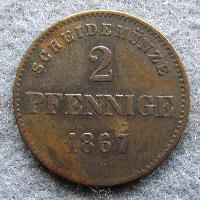 Sachsen-Meiningen 2 Pfennig 1867