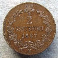 Italien 2 centesimo 1867 M