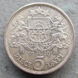 Latvia 5 Lat 1929