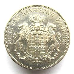 Hamburg 5 mark 1913 J