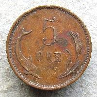 Denmark 5 ore 1902