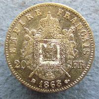 Франция 20 франков 1868 BB
