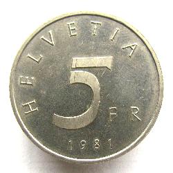 Schweiz 5 Frank 1981