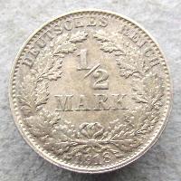 Deutschland 1/2 Mark 1918 E