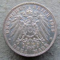 Hamburg 3 Mark 1913 J