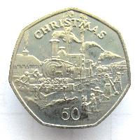 Insel Man 50 Penny 1984 Weihnachten
