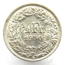 Švýcarsko 1/2 frank 1950 B
