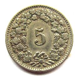 Switzerland 5 rappen 1913