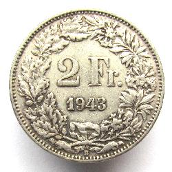 Schweiz 2 Fr 1943 B