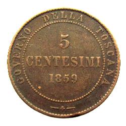 Toskánsko 5 centesimo 1859