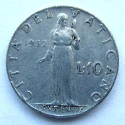 Vatikán 10 lir 1952